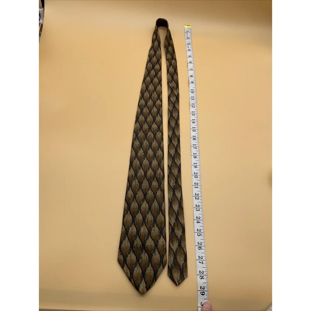 VILLA BUGATTI MEN'S TIE Gray Navy & Gold DESIGN‎ 100% ITALIAN SILK 3 3/4